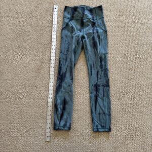 Lululemon Leggings Womens 2 Blue Tie Dye High Rise Ankle Knit Pockets Stretch